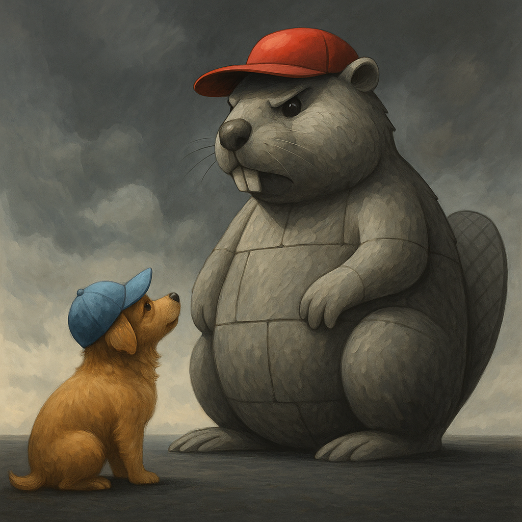 Jak mały pies wdał się w walkę z wielkim bobrem